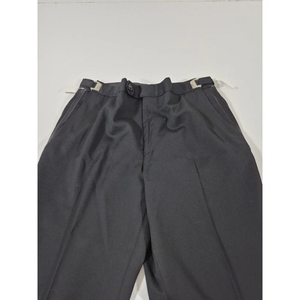 Dress Pants Mens 34x36 Black Super 120 Wool Flat Front Adjustable Waist Unhemmed